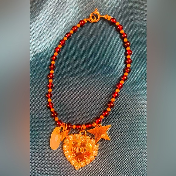 Stunning and Rare Vintage Dior Garnet link JaDior heart charm bracelet - Picture 1 of 4